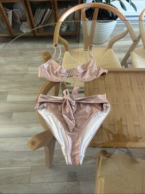 Simons Shimmery Blush Pink Two-Piece Bikini Set